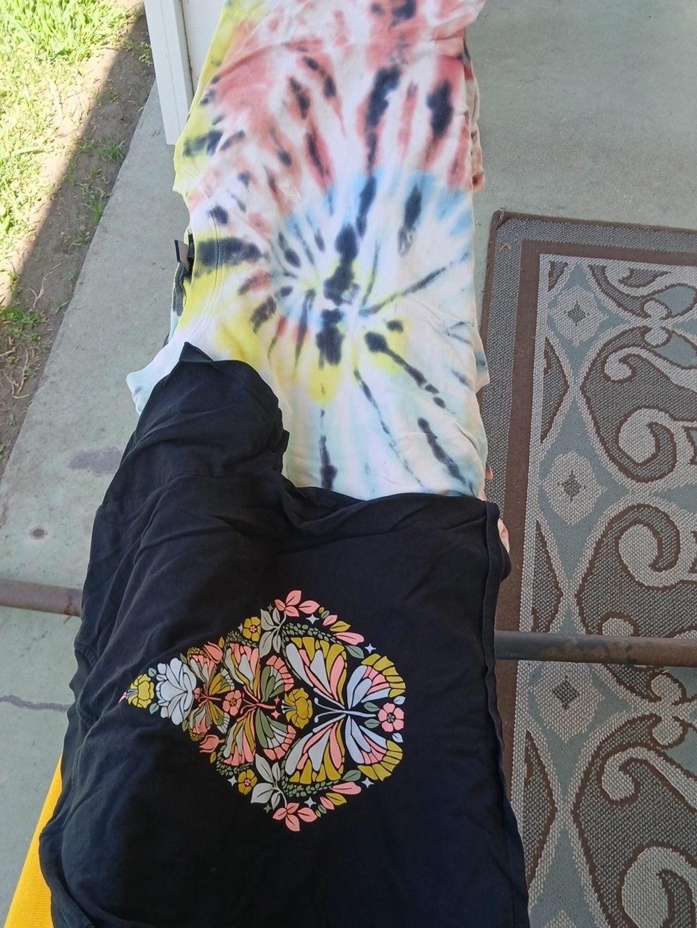 Volcom Black Tee with Multicolor Tie-Dye Accent